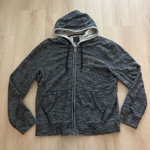 True Religion Black and Gray Zip Hoodie